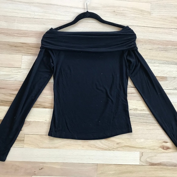 BP. Off the Shoulder Top Black Long Sleeve Shirt - Picture 2 of 8